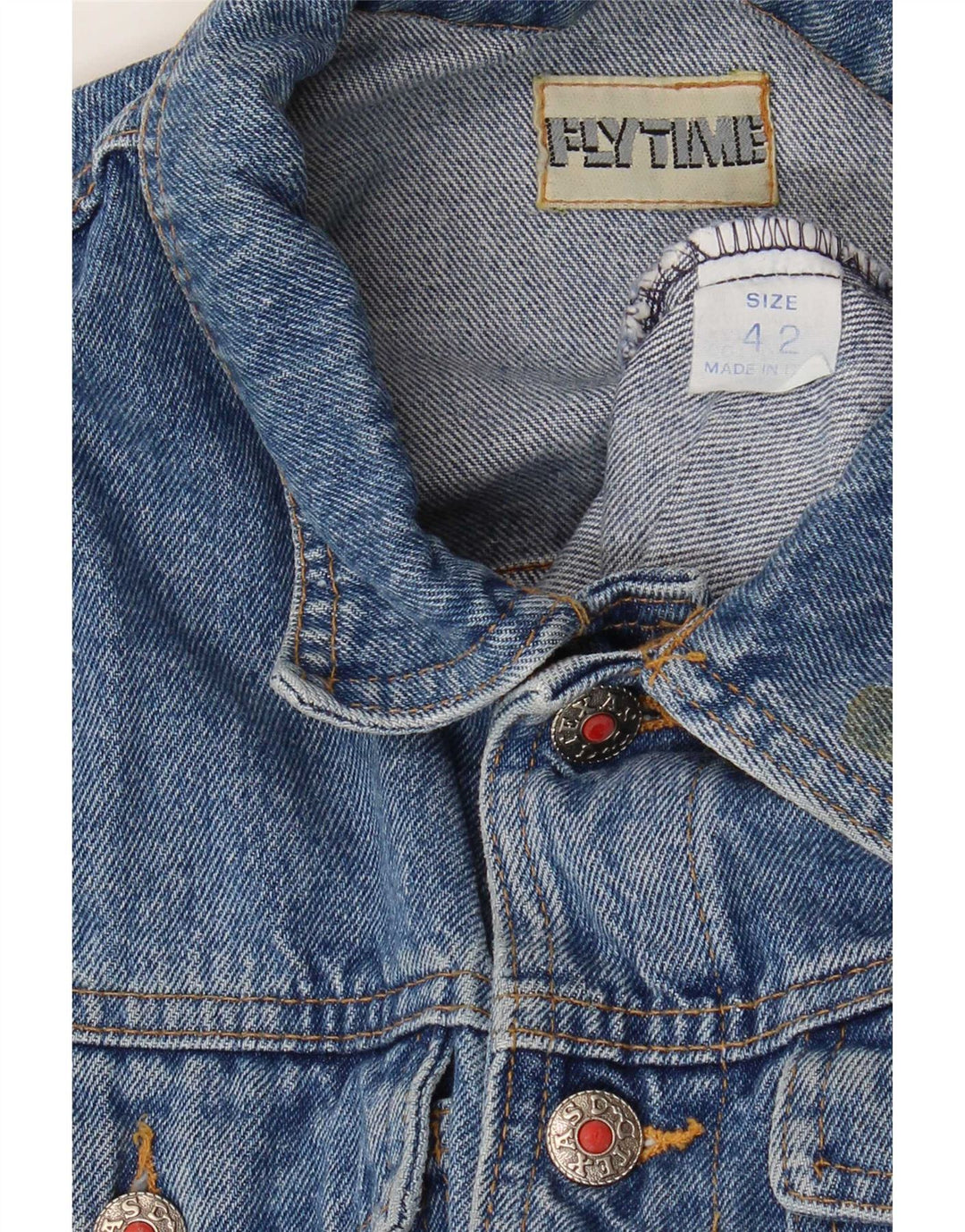Fly Time Womens Crop Short Sleeve Denim Jacket IT 42 Medium Blue Cotton