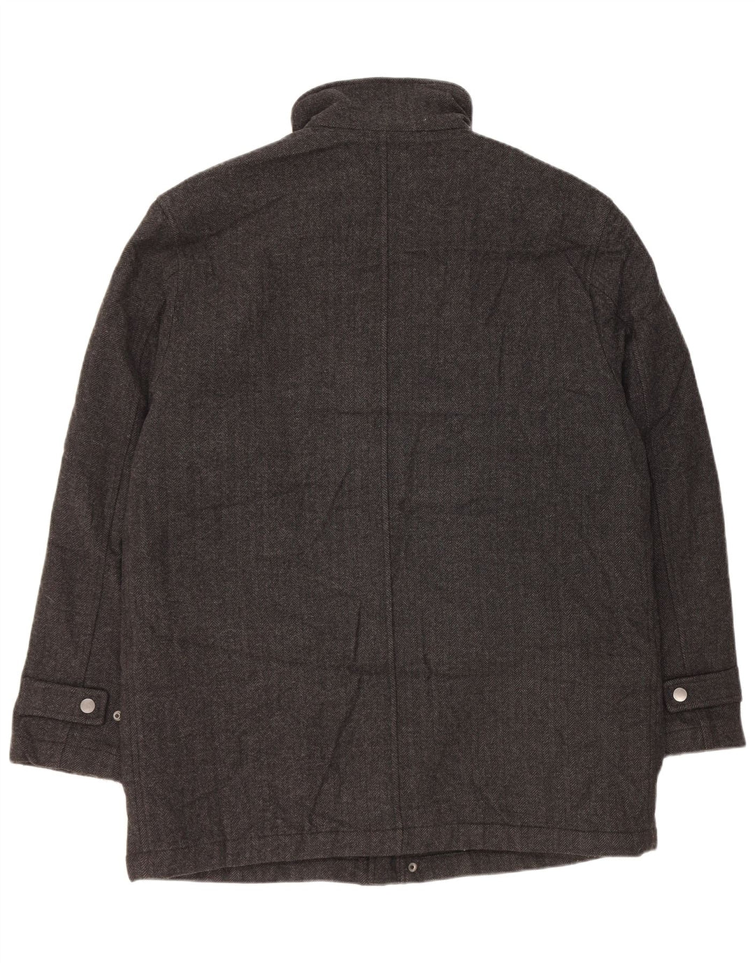John Lewis Mens Windbreaker Coat UK 42 XL Grey Herringbone Wool