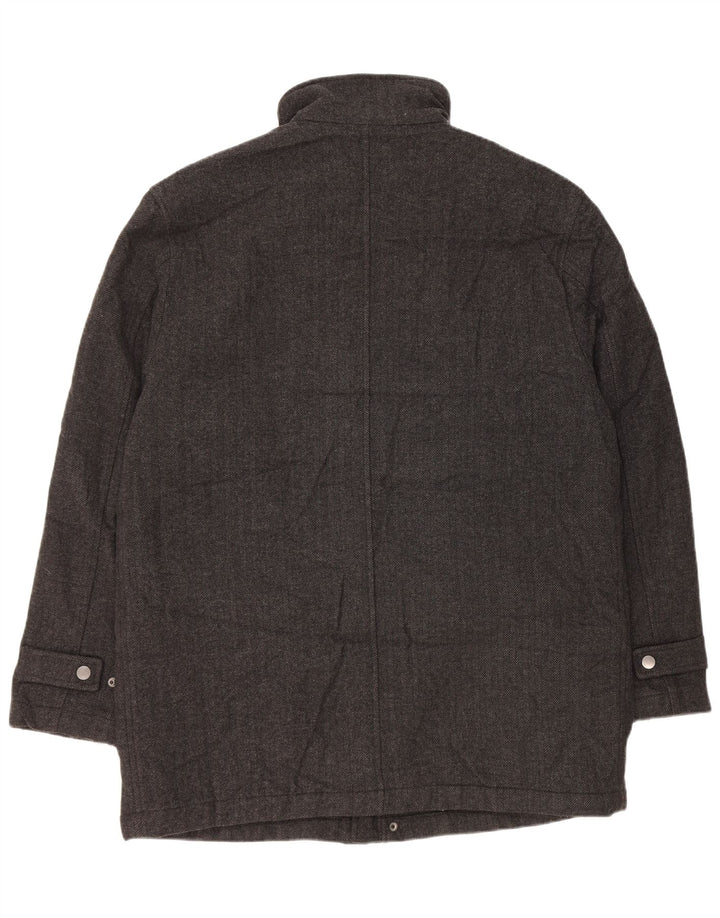 John Lewis Mens Windbreaker Coat UK 42 XL Grey Herringbone Wool
