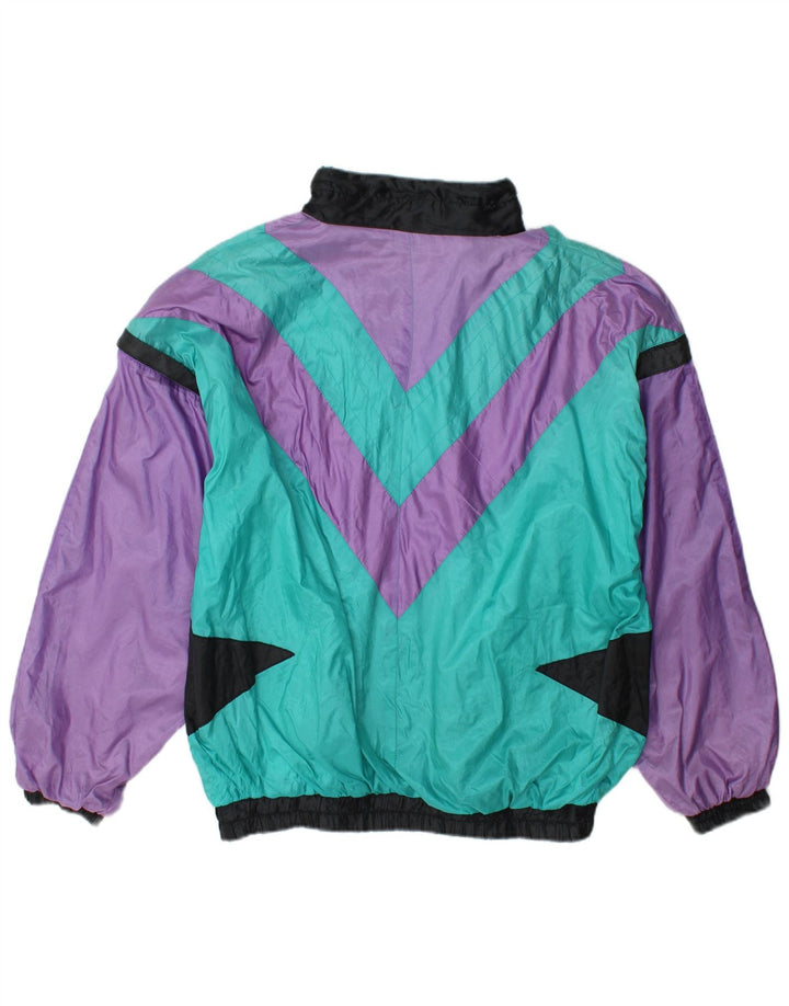 Vintage Mens Tracksuit Top Jacket Large Multicoloured Colourblock Polyamide