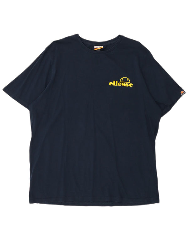 ELLESSE Mens Graphic T-Shirt Top 2XL Navy Blue Cotton