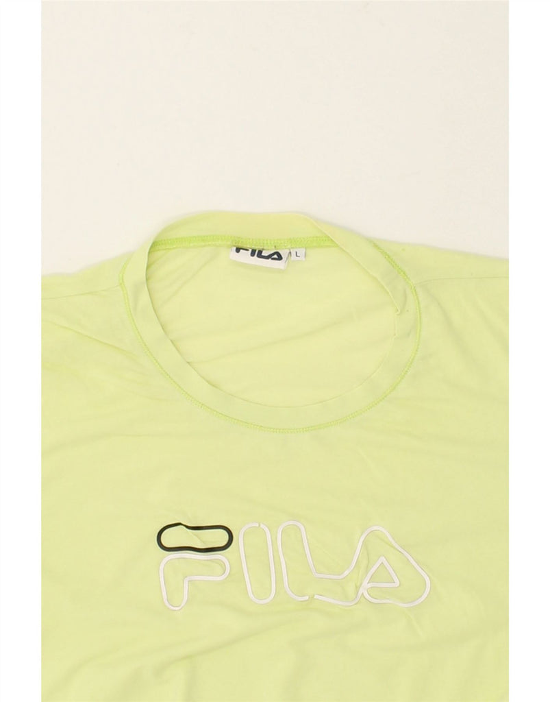 FILA Womens Graphic T-Shirt Top UK 16 Large Yellow | Vintage Fila | Thrift | Second-Hand Fila | Used Clothing | Messina Hembry 