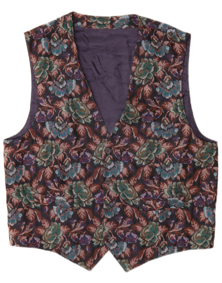 Vintage Mens Waistcoat Large Multicoloured Floral Acetate