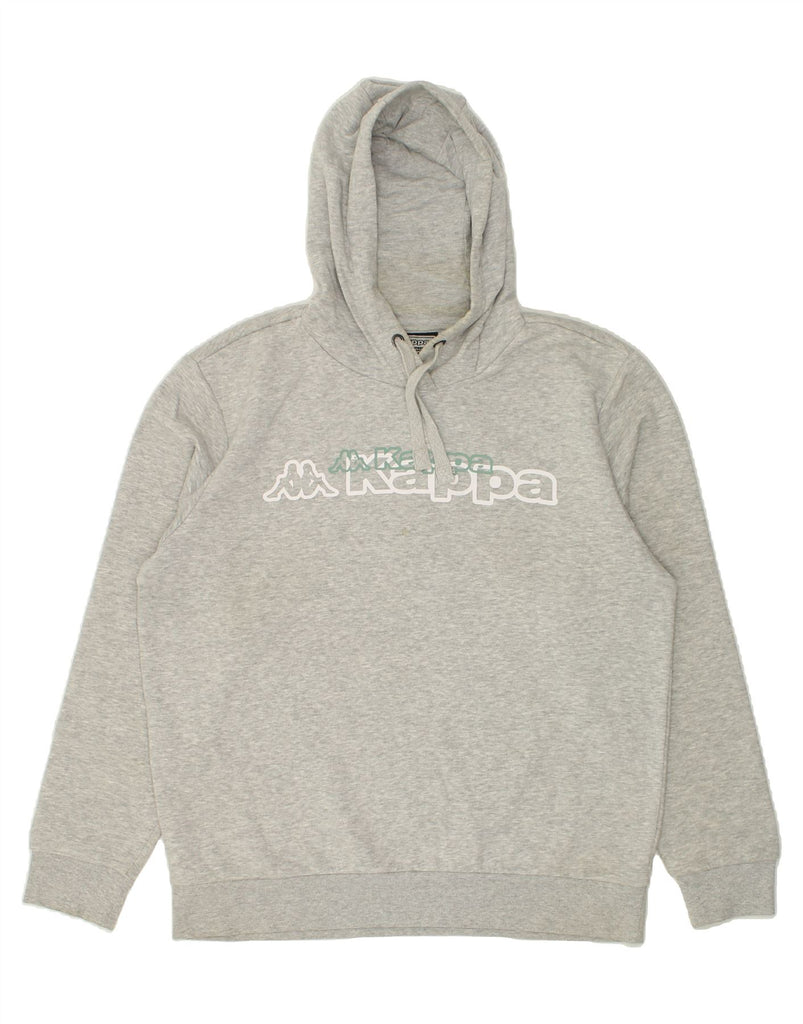 KAPPA Mens Graphic Hoodie Jumper XL Grey Cotton | Vintage Kappa | Thrift | Second-Hand Kappa | Used Clothing | Messina Hembry 