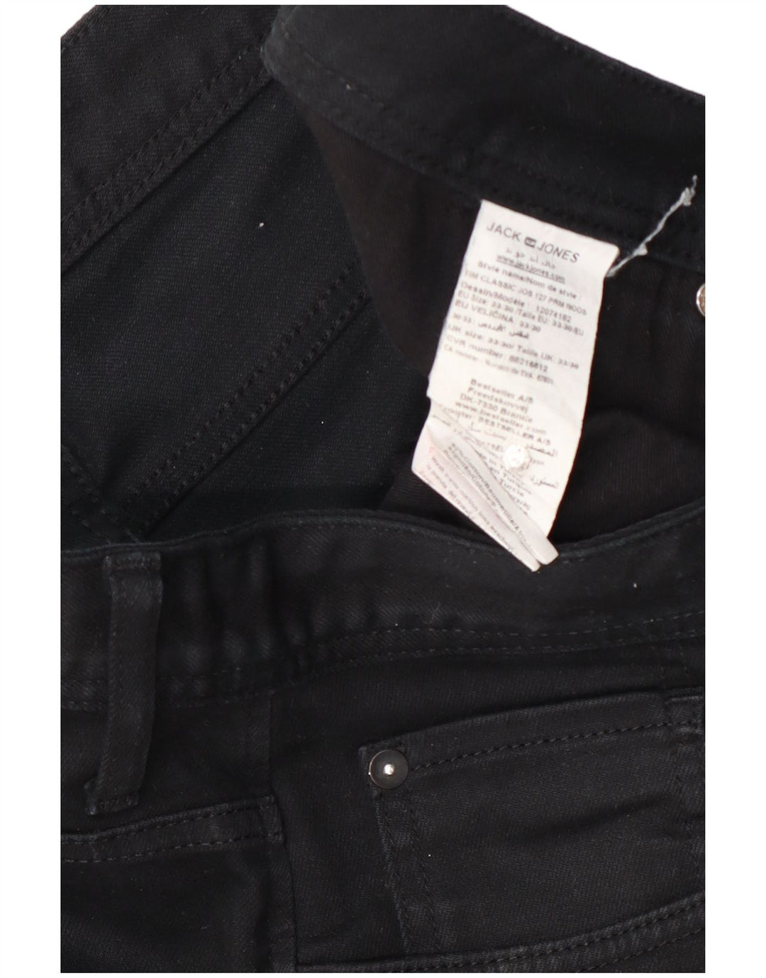Jack & Jones Mens Slim Jeans W33 L30 Black Cotton