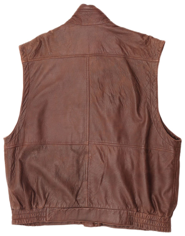 Forster Mens Leather Gilet EU 60 5XL Brown