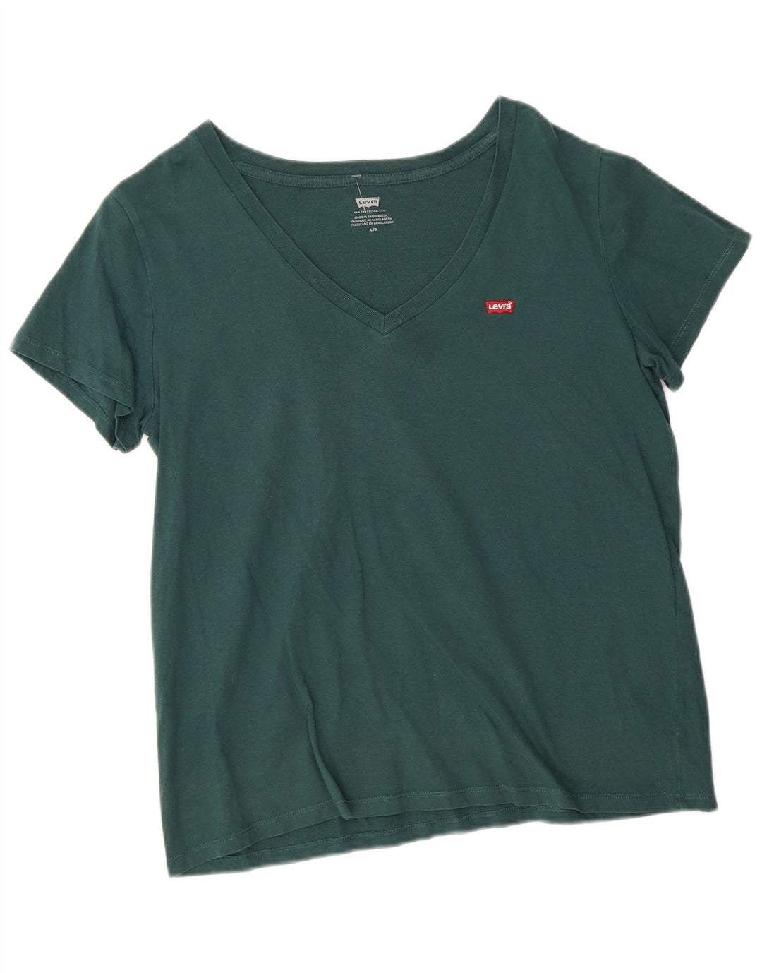 Levi's Womens T-Shirt Top UK 16 Large Green Cotton