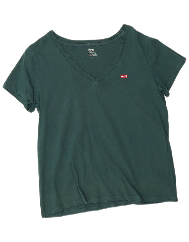 Levi's Womens T-Shirt Top UK 16 Large Green Cotton