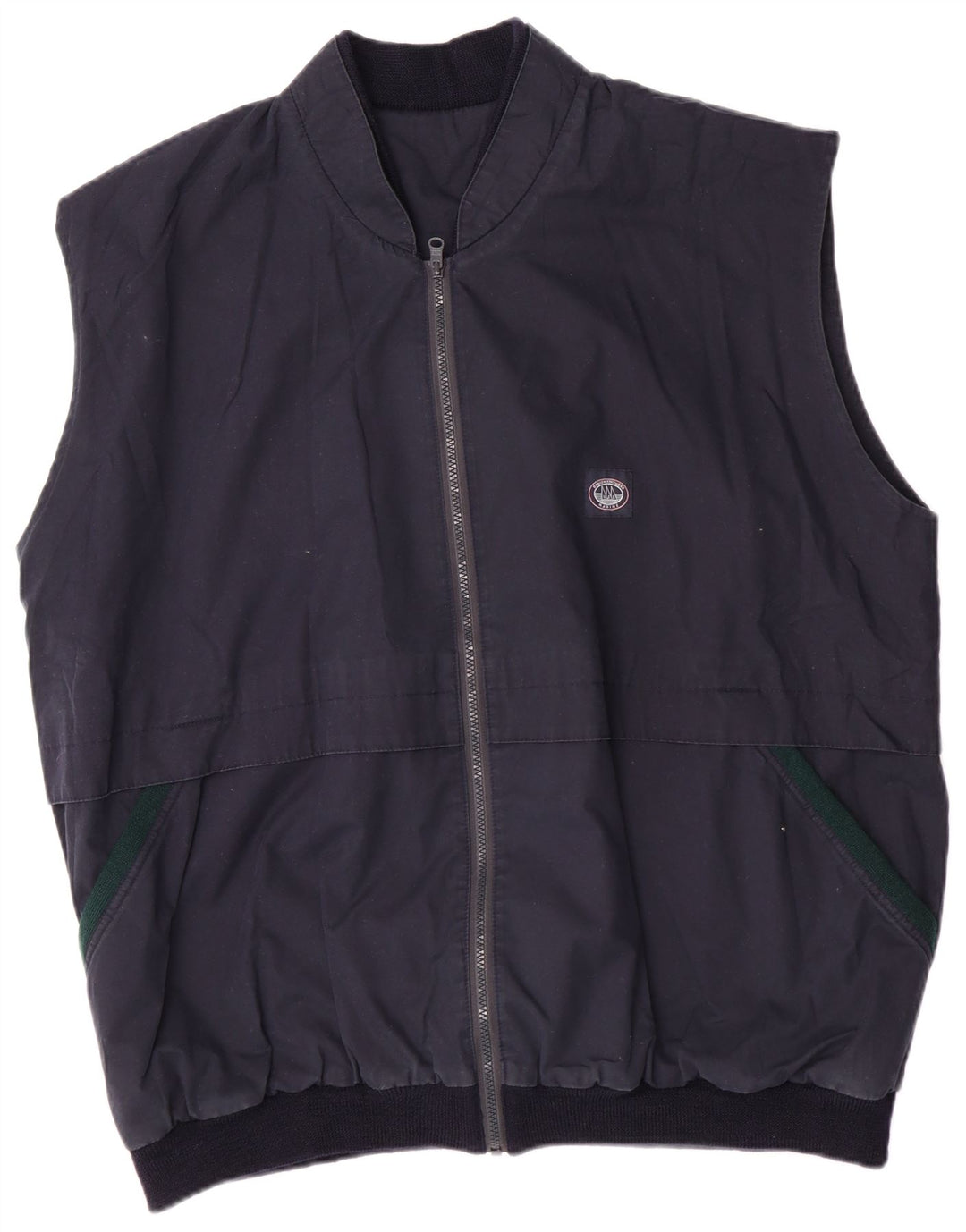 Vintage Mens Reversible Gilet UK 42 XL Navy Blue Colourblock