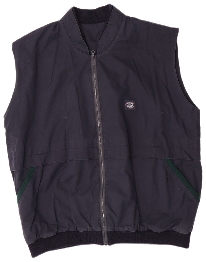 Vintage Mens Reversible Gilet UK 42 XL Navy Blue Colourblock
