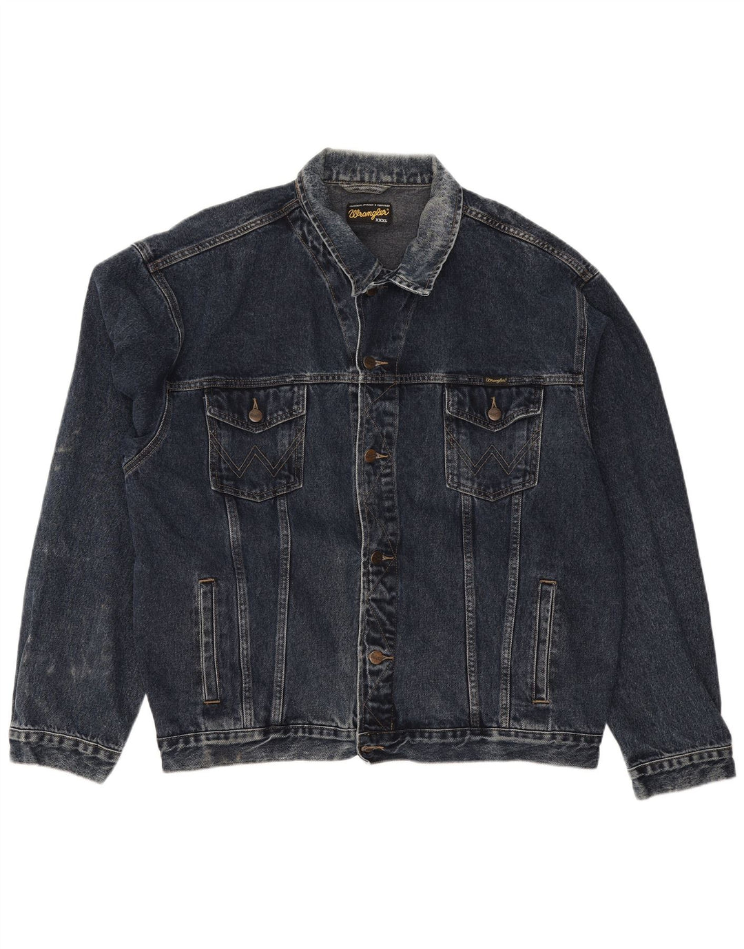Wrangler Mens Denim Jacket UK 46 3XL Navy Blue Cotton Classic