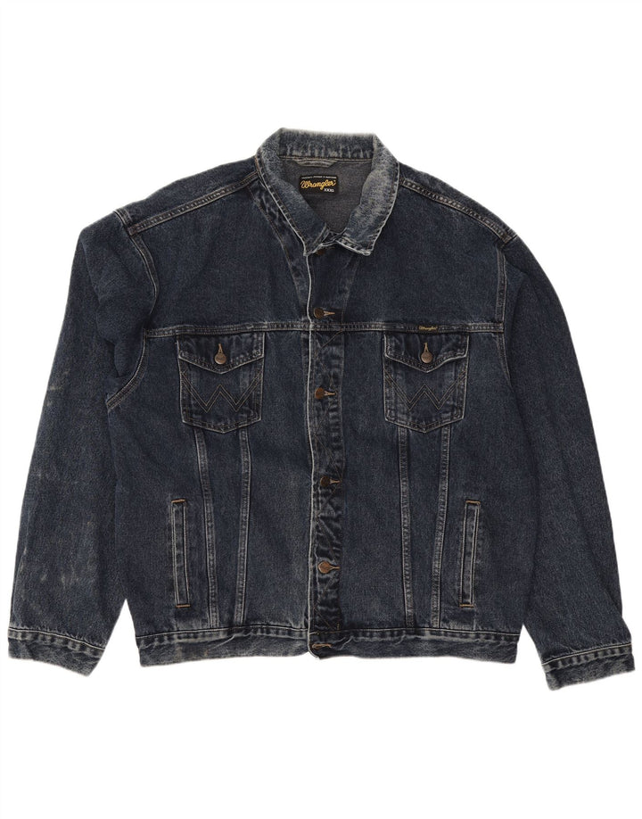 Wrangler Mens Denim Jacket UK 46 3XL Navy Blue Cotton Classic