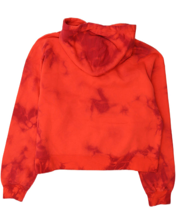 Jordan Womens Loose Fit Hoodie Jumper UK 10 Small Red Tie Dye Cotton