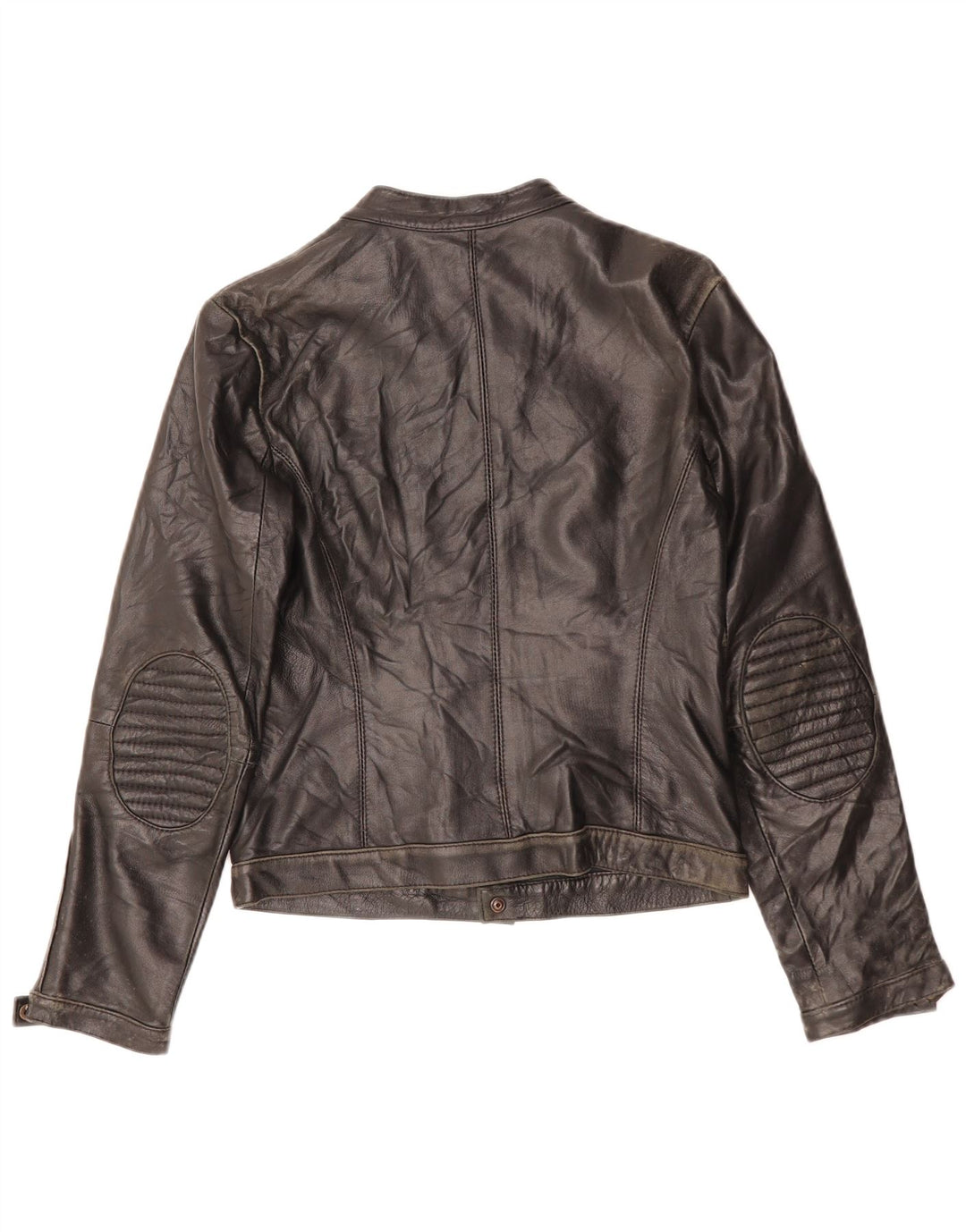 ZEN Womens Crop Leather Jacket UK 10 Small Black Leather