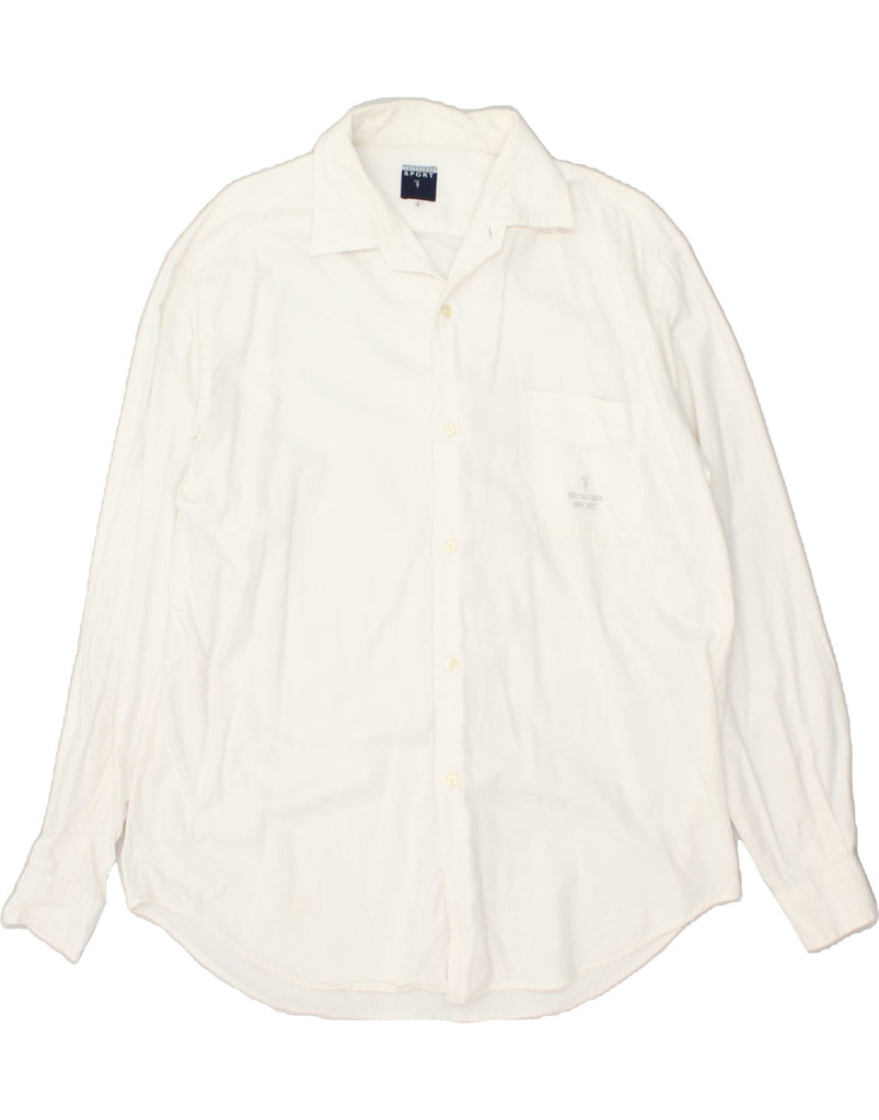 TRUSSARDI Mens Shirt Large White Cotton | Vintage Trussardi | Thrift | Second-Hand Trussardi | Used Clothing | Messina Hembry 