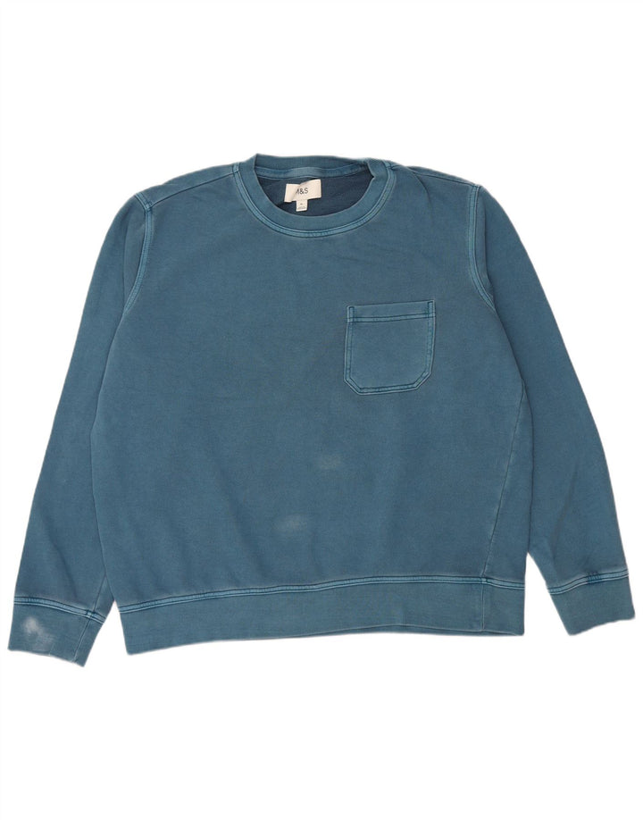 Marks & Spencer Mens Sweatshirt Jumper XL Blue Cotton