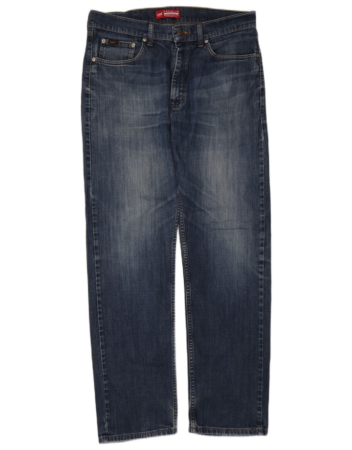 Lee Mens Straight Jeans W34 L32 Navy Blue Cotton