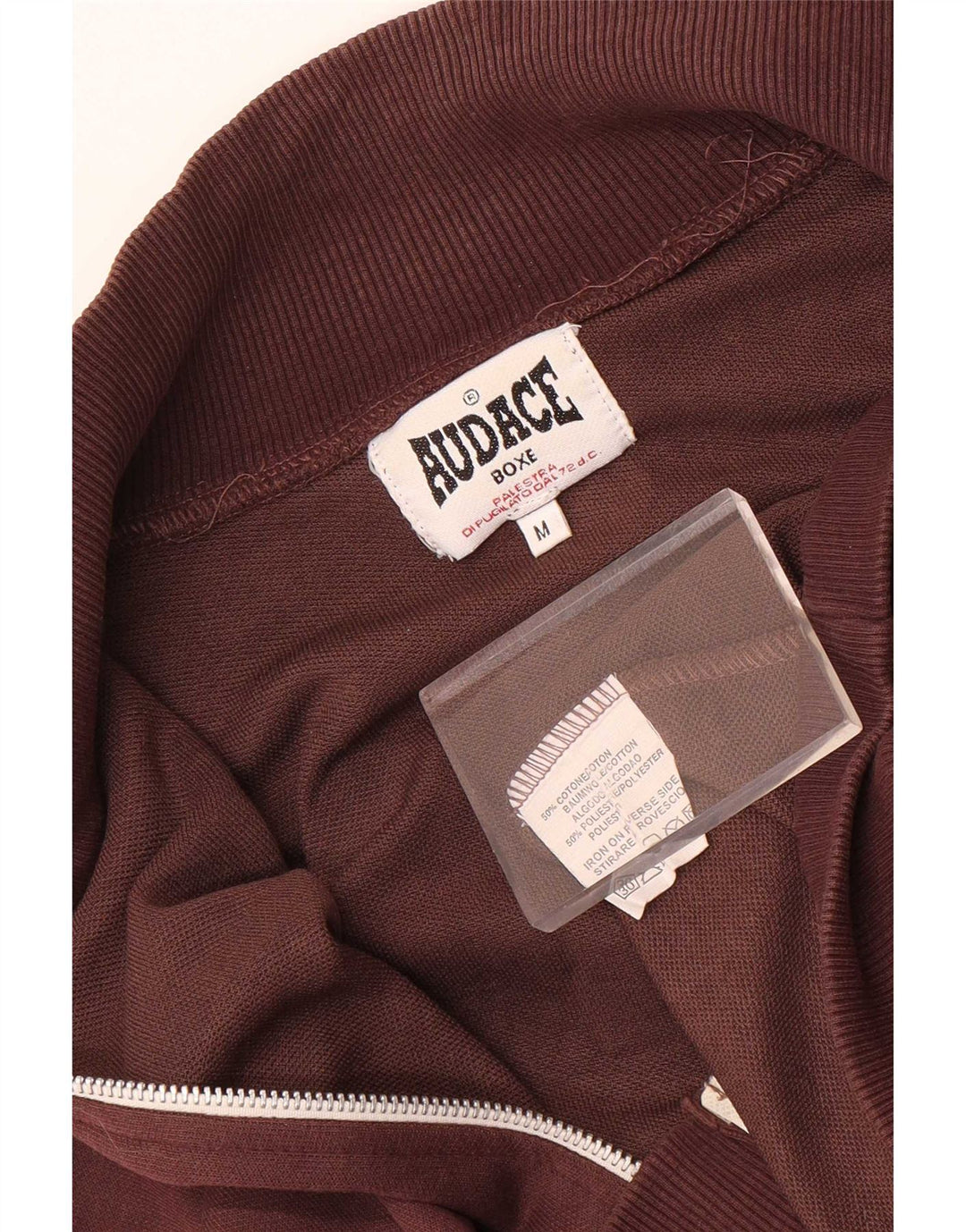 Vintage Mens Graphic Tracksuit Top Jacket Medium Brown Cotton