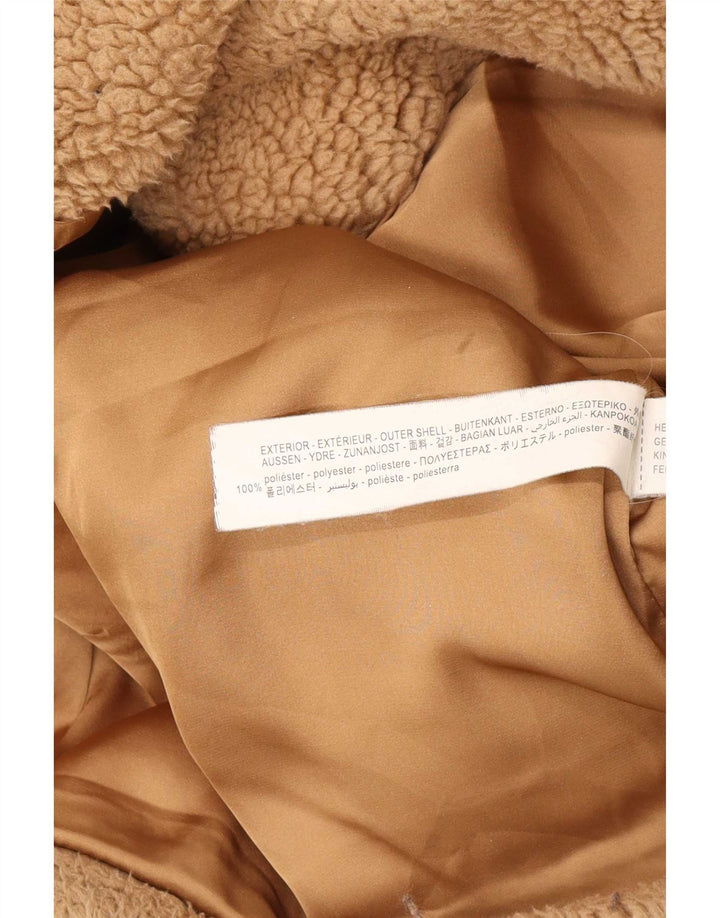 Zara Womens Oversized Sherpa Jacket UK 6 XS Brown Polyester
