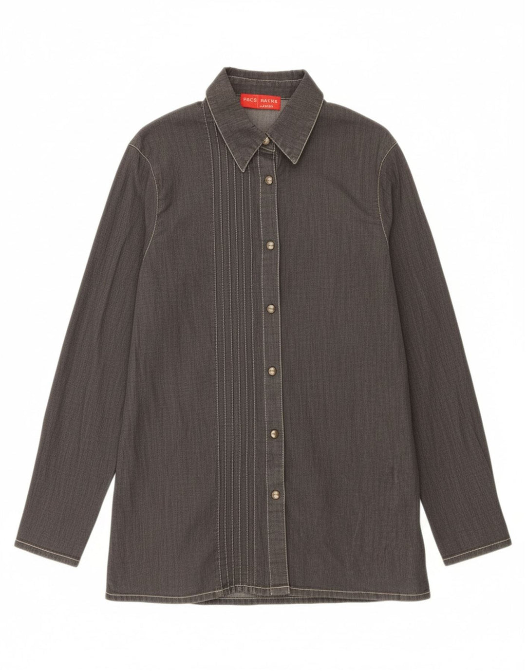 KRIZIA Womens Denim Shirt UK 18 XL Grey Cotton Vintage Krizia and Second-Hand Krizia from Messina Hembry 