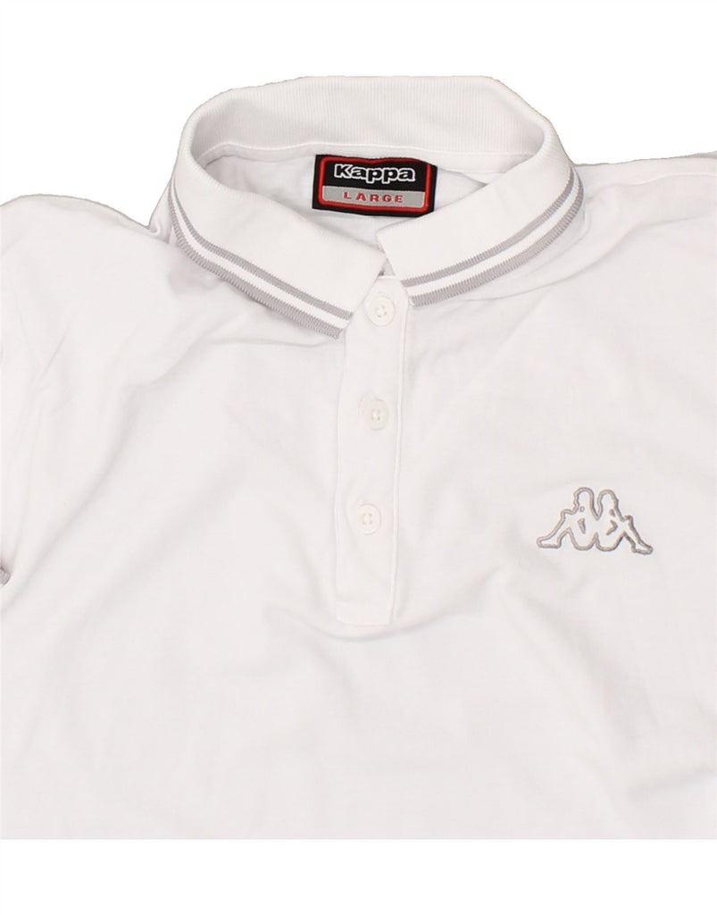 KAPPA Mens Polo Shirt Large White Cotton | Vintage Kappa | Thrift | Second-Hand Kappa | Used Clothing | Messina Hembry 