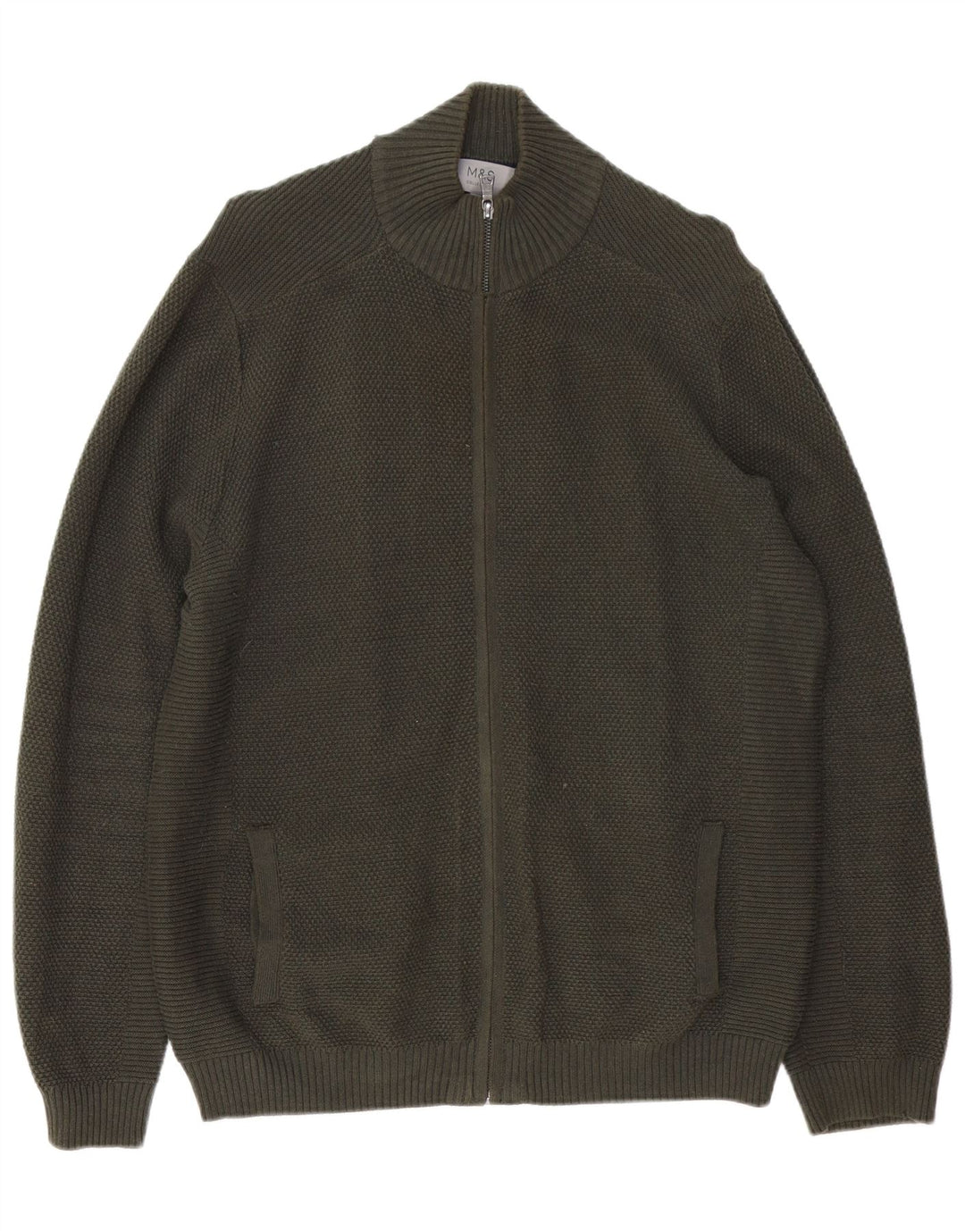 Marks & Spencer Mens Cardigan Sweater Large Green Cotton