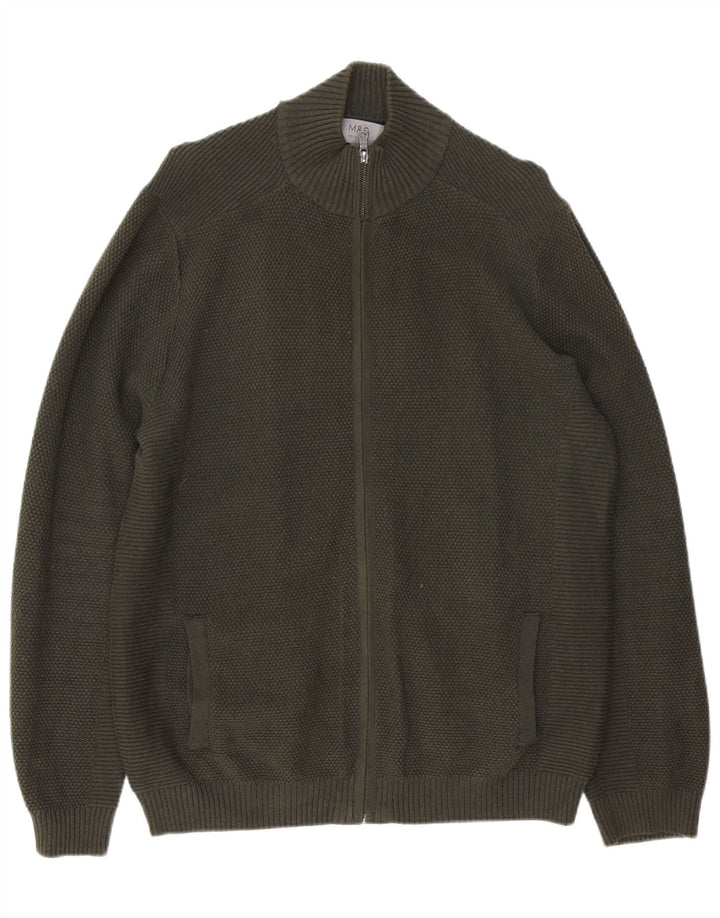 Marks & Spencer Mens Cardigan Sweater Large Green Cotton