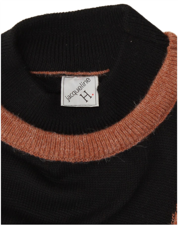 Vintage Womens Turtle Neck Jumper Sweater EU 40 Medium Black Retro