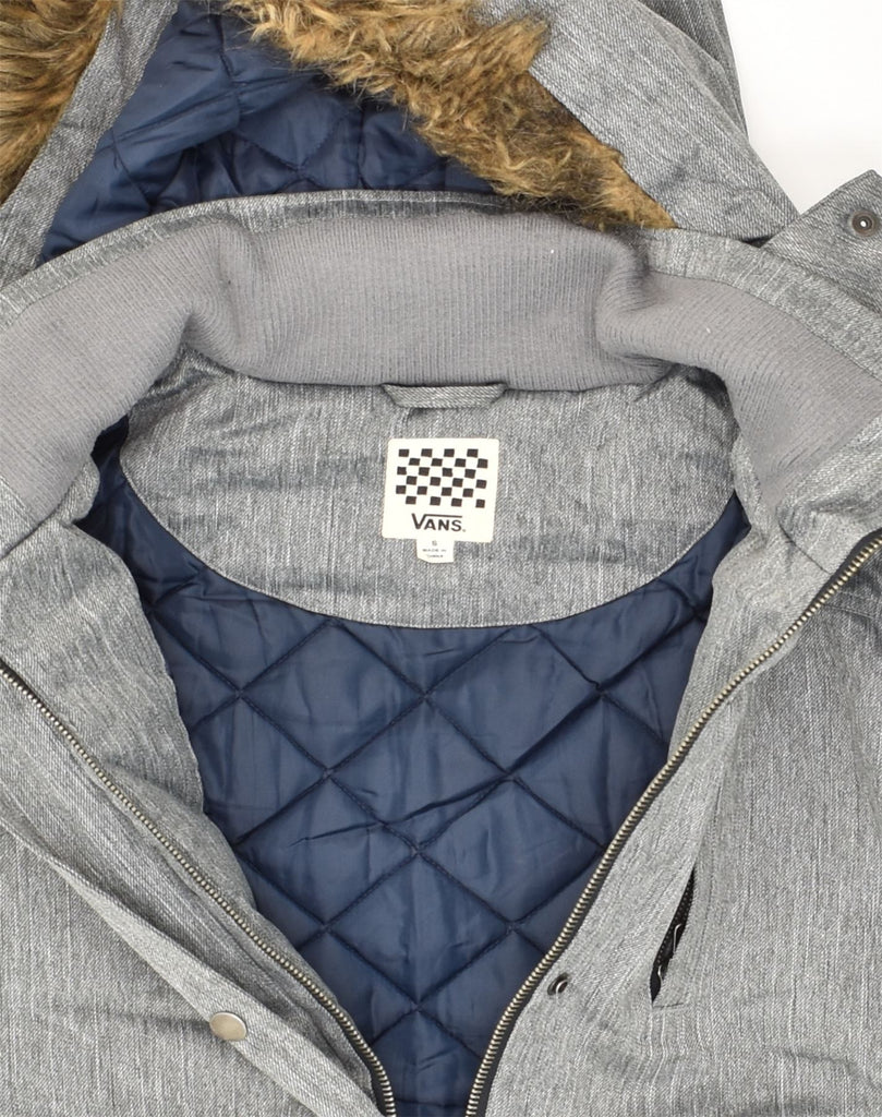 VANS Womens Hooded Padded Jacket UK 10 Small Grey Cotton | Vintage Vans | Thrift | Second-Hand Vans | Used Clothing | Messina Hembry 