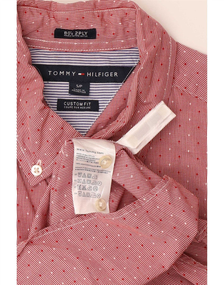 Tommy Hilfiger Mens Custom Fit Shirt Small Red Spotted Cotton