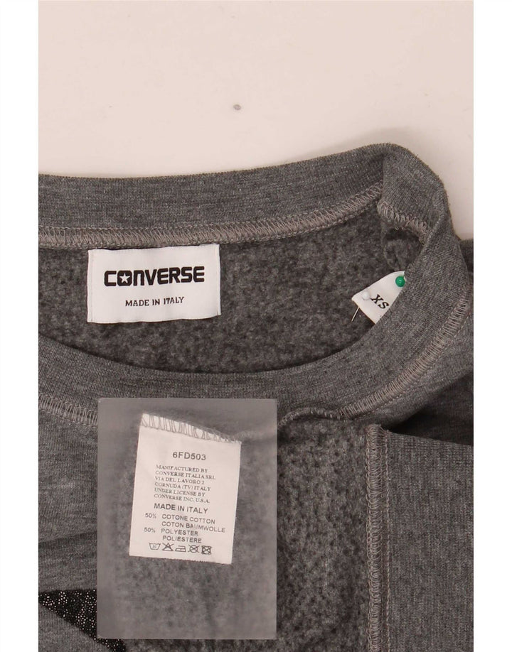 Converse Womens Graphic Oversized Sweatshirt Jumper UK 6 XS Grey Flecked