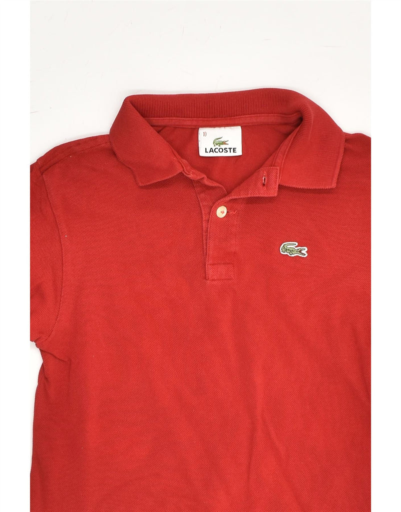 LACOSTE Boys Long Sleeve Polo Shirt 9-10 Years Red Cotton | Vintage Lacoste | Thrift | Second-Hand Lacoste | Used Clothing | Messina Hembry 