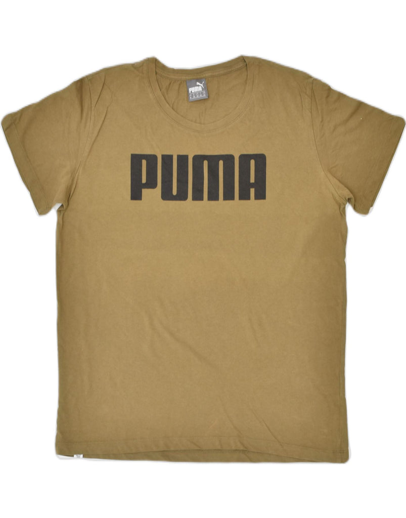 PUMA Womens Graphic T-Shirt Top UK 12 Medium Brown Cotton | Vintage | Thrift | Second-Hand | Used Clothing | Messina Hembry 