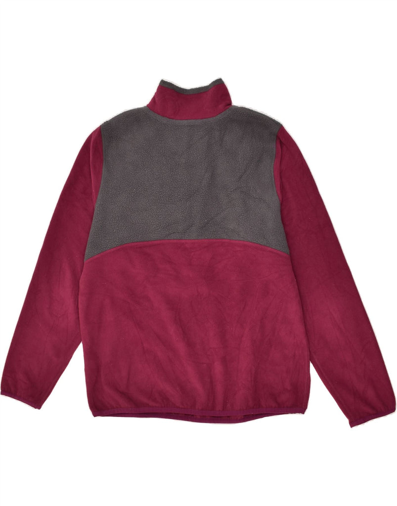 L.L.BEAN Womens Zip Neck Fleece Jumper UK 16 Large Maroon Colourblock | Vintage L.L.Bean | Thrift | Second-Hand L.L.Bean | Used Clothing | Messina Hembry 