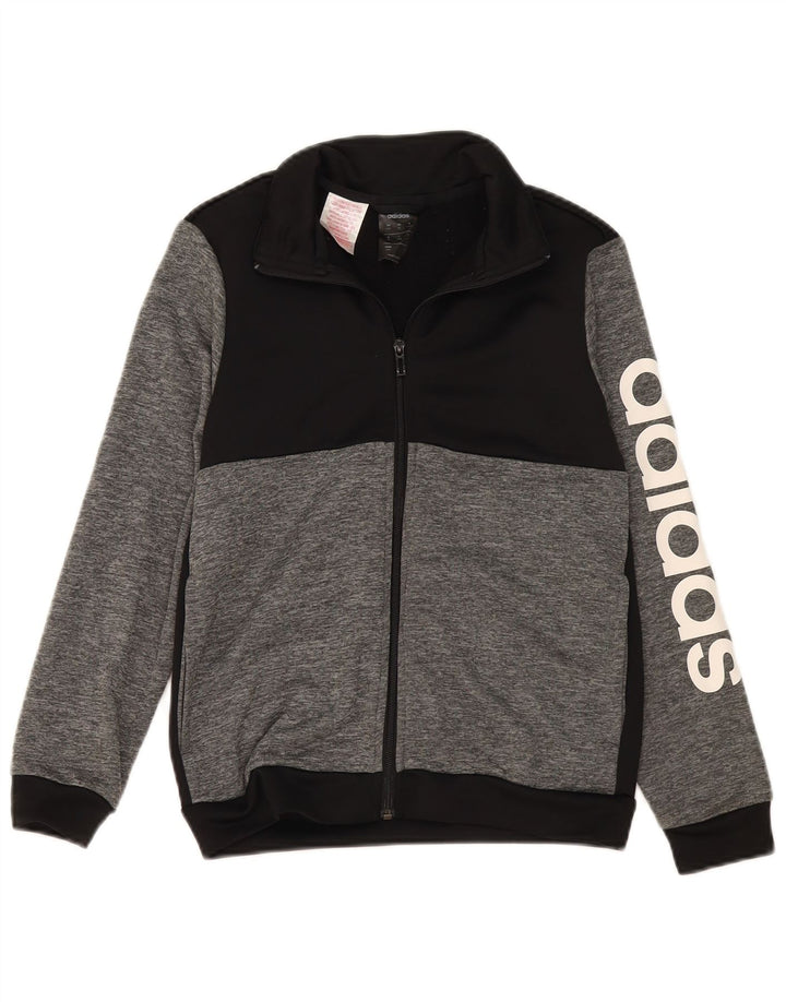 Adidas Boys Graphic Tracksuit Top Jacket 11-12 Years Grey Colourblock
