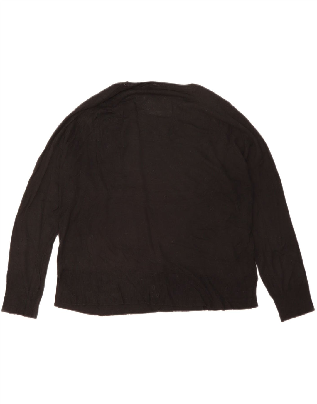 Zara Womens Oversized Crew Neck Jumper Sweater UK 10 Small Black Viscose