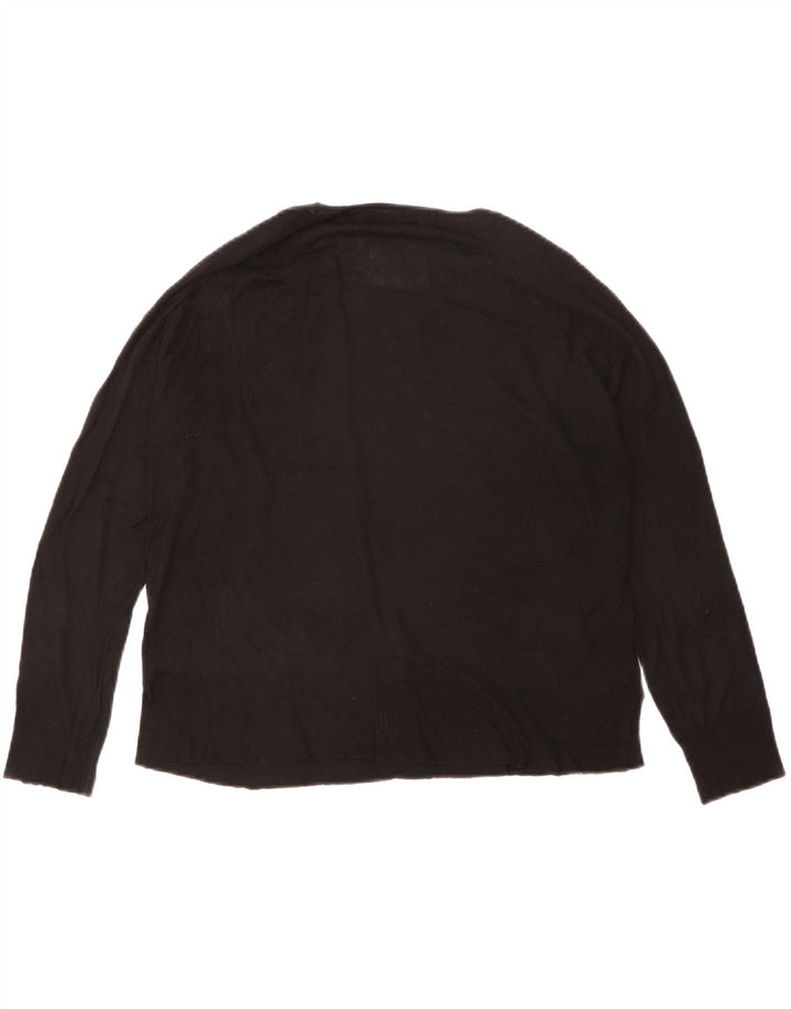 Zara Womens Oversized Crew Neck Jumper Sweater UK 10 Small Black Viscose