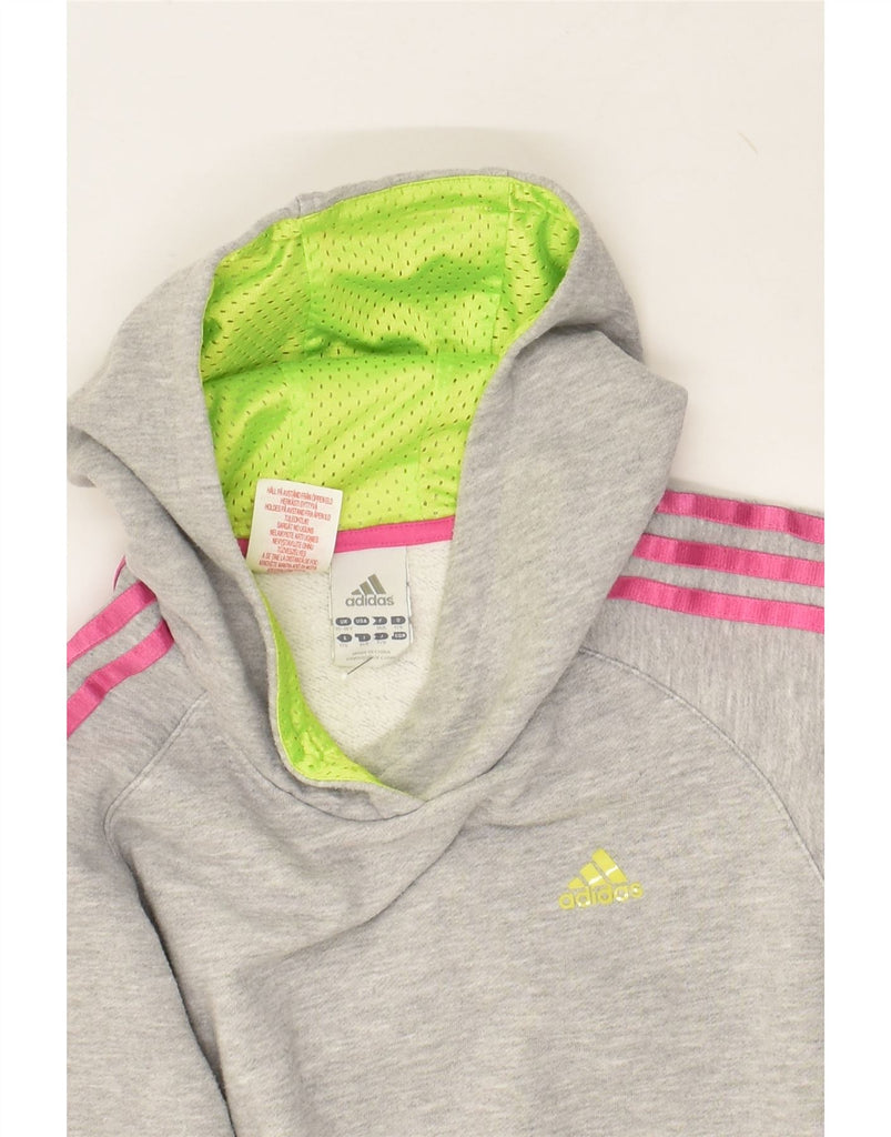 ADIDAS Girls Hoodie Jumper 15-16 Years Grey Cotton | Vintage Adidas | Thrift | Second-Hand Adidas | Used Clothing | Messina Hembry 