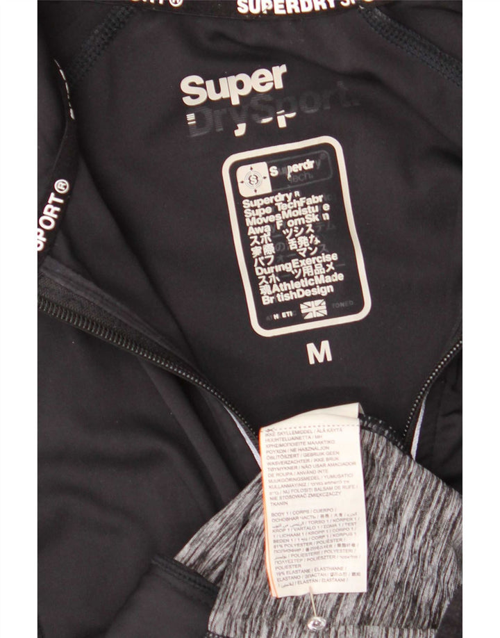 Superdry Womens Graphic Tracksuit Top Jacket UK 12 Medium Black Flecked