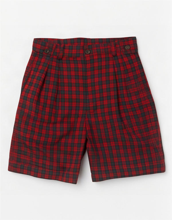 Sergio Tacchini Womens High Waist Chino Shorts IT 44 Medium W26 Red Check