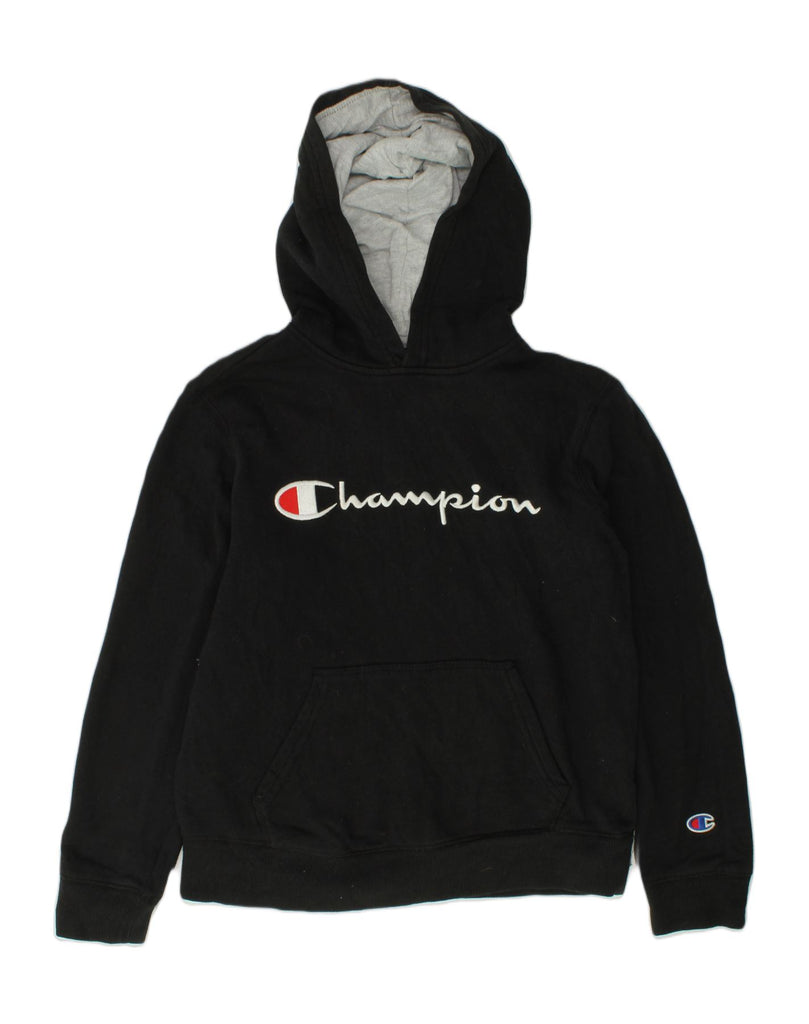 CHAMPION Boys Graphic Hoodie Jumper 11-12 Years Medium  Black Cotton | Vintage Champion | Thrift | Second-Hand Champion | Used Clothing | Messina Hembry 