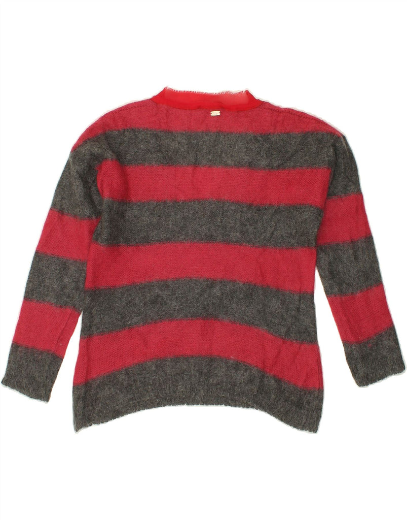 LIU JO Womens V-Neck Jumper Sweater UK 14 Large Red Striped Mohair Vintage Liu Jo and Second-Hand Liu Jo from Messina Hembry 