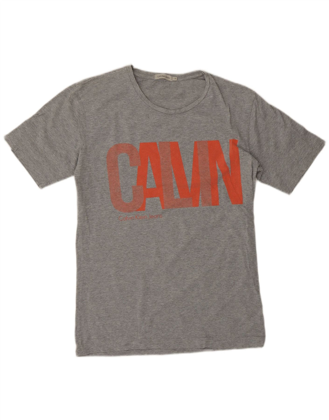 Calvin Klein Jeans Mens Graphic T-Shirt Top Medium Grey Flecked Cotton
