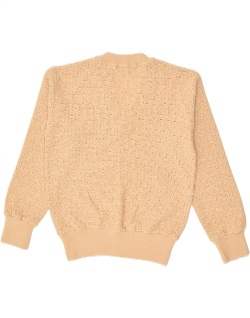 VINTAGE Womens V-Neck Jumper Sweater UK 10 Small Beige Virgin Wool | Vintage Vintage | Thrift | Second-Hand Vintage | Used Clothing | Messina Hembry 