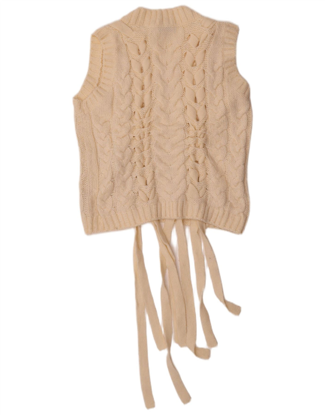 ZARA Womens Crop Vest Tank Top UK 14 Medium Off White Acrylic