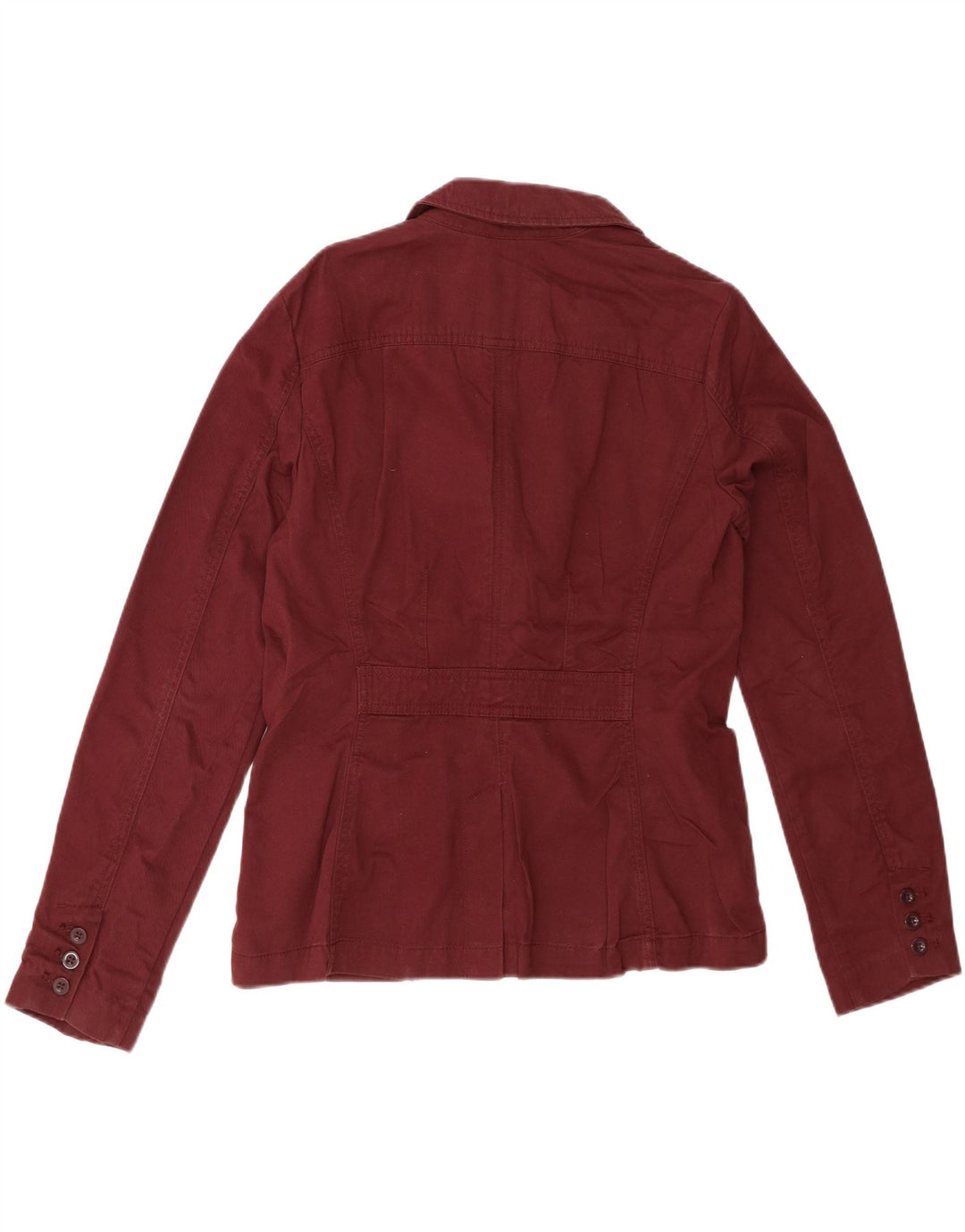 EDDIE BAUER Womens 3 Button Blazer Jacket US 8 Medium Maroon Cotton
