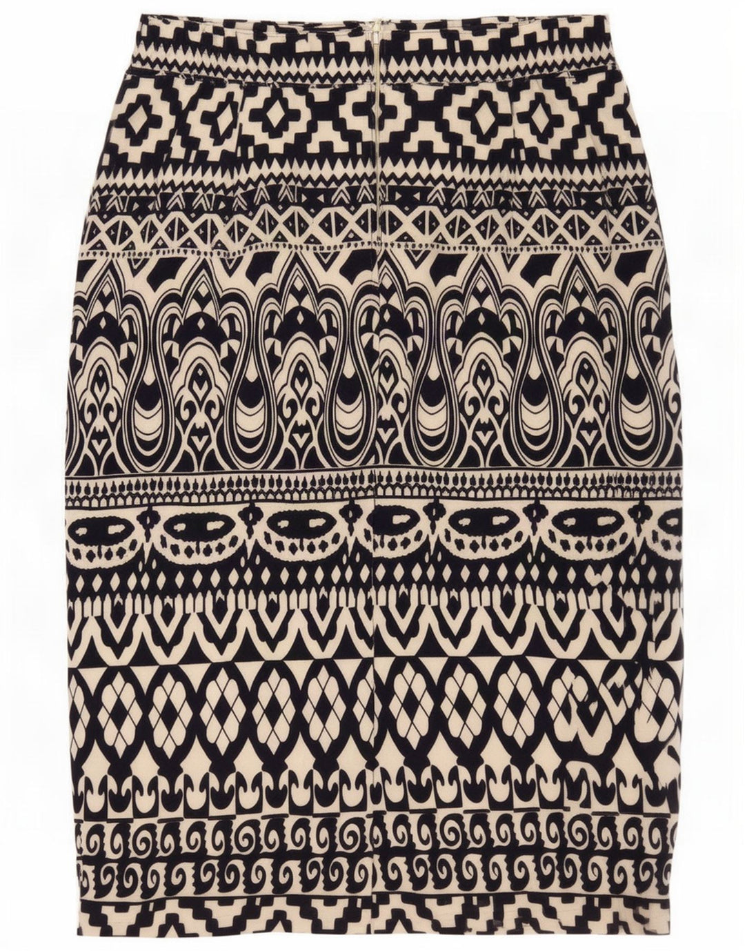 Vintage Womens Pencil Skirt EU 38 Medium W30 Black Geometric Polyester