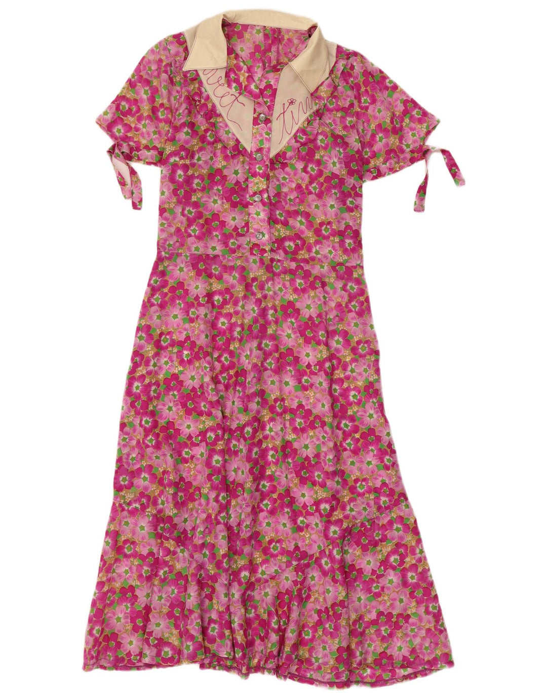 Vintage Womens A-Line Dress UK 8 Small Pink Floral