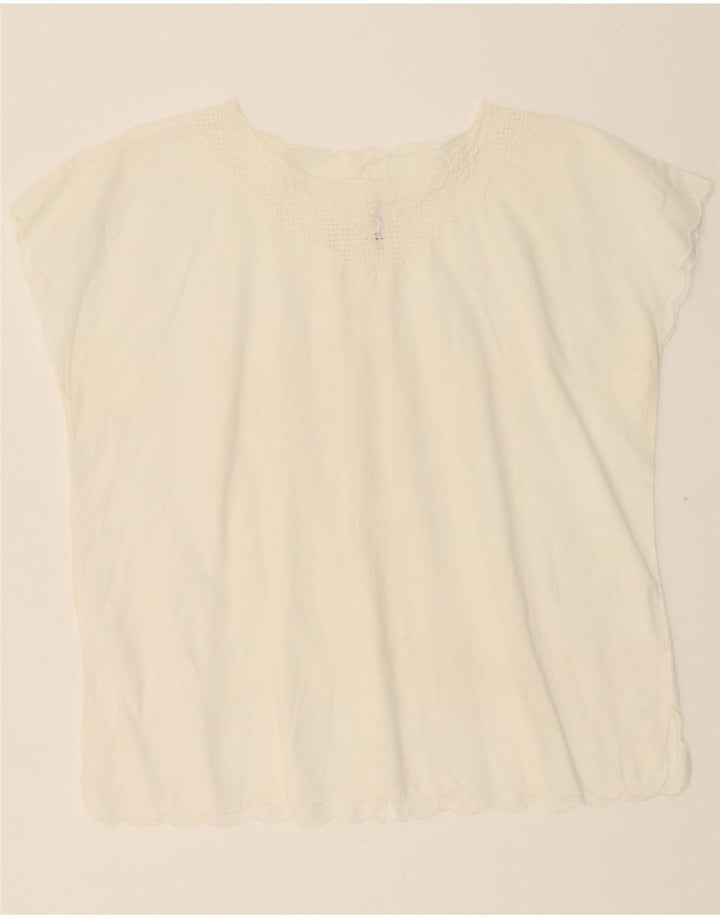 VINTAGE Womens Blouse Top IT 44 Medium White Vintage Vintage and Second-Hand Vintage from Messina Hembry 