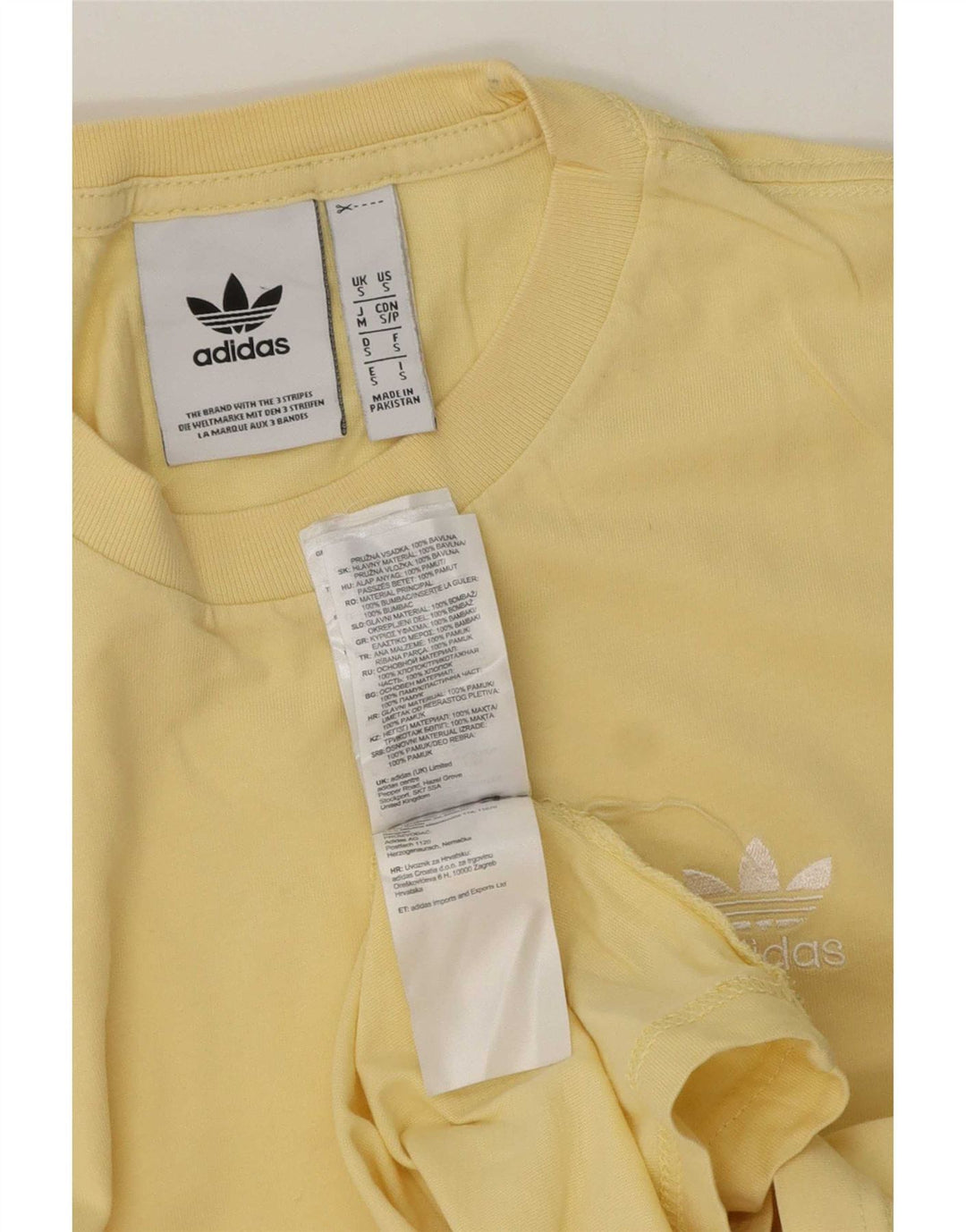 Adidas Mens T-Shirt Top Small Yellow Cotton